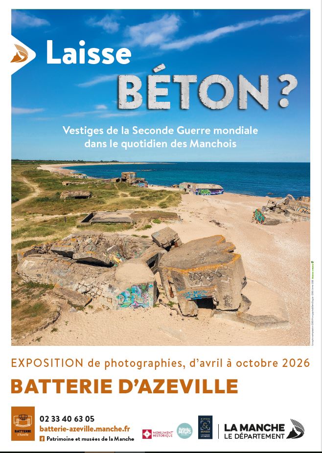Affiche de l'exposition Laisse béton ? Vue sur les blockhaus qui se retrouvent sur la plage de Néville